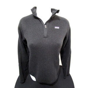 Patagonia Black Knit Fleece Lined 1/4 Zip Pullover Sweater Women Sz M